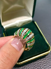 Load image into Gallery viewer, LUOWEND 18K Yellow Gold Natural Emerald Ring for Women
