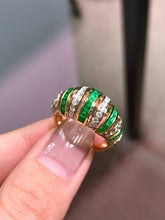 Load image into Gallery viewer, LUOWEND 18K Yellow Gold Natural Emerald Ring for Women
