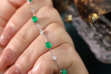 Load image into Gallery viewer, LUOWEND 18K White Gold Real Natural Emerald and Diamond Gemstone Bracelet for Women
