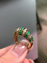 Load image into Gallery viewer, LUOWEND 18K Yellow Gold Natural Emerald Ring for Women

