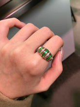 Load image into Gallery viewer, LUOWEND 18K Yellow Gold Natural Emerald Ring for Women
