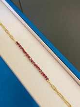 Load image into Gallery viewer, LUOWEND 18K Yellow Gold Natural Ruby Bracelet for Women
