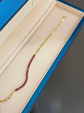 Load image into Gallery viewer, LUOWEND 18K Yellow Gold Natural Ruby Bracelet for Women
