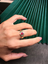 Load image into Gallery viewer, LUOWEND 18K Yellow Gold Natural Ruby Ring for Women
