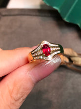 Load image into Gallery viewer, LUOWEND 18K Yellow Gold Natural Ruby Ring for Women
