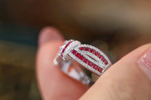 Load image into Gallery viewer, LUOWEND 18K White Gold Real Natural Ruby and Diamond Gemstone Ring for Women

