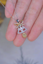 Load image into Gallery viewer, LUOWEND 18K White Gold Real Natural Yellow Diamond Pendant Necklace for Women
