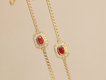 Load image into Gallery viewer, LUOWEND 18K Yellow Gold Natural Ruby Bracelet for Women
