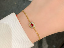 Load image into Gallery viewer, LUOWEND 18K Yellow Gold Natural Ruby Bracelet for Women
