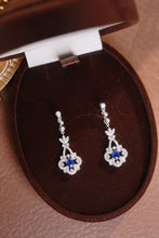 Load image into Gallery viewer, LUOWEND 18K White Gold Real Natural Diamond Natural Sapphire Earrings for Women
