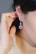 Load image into Gallery viewer, LUOWEND 18K White Gold Real Natural Diamond Natural Sapphire Earrings for Women
