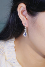Load image into Gallery viewer, LUOWEND 18K White Gold Real Natural Diamond Natural Sapphire Earrings for Women
