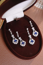 Load image into Gallery viewer, LUOWEND 18K White Gold Real Natural Diamond Natural Sapphire Earrings for Women
