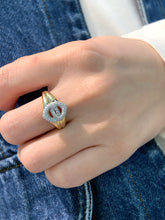 Load image into Gallery viewer, LUOWEND 18K Yellow Gold Natural Diamond Ring for Women
