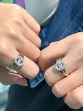 Load image into Gallery viewer, LUOWEND 18K Yellow Gold Natural Diamond Ring for Women
