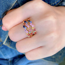 Load image into Gallery viewer, LUOWEND 18K Yellow Gold Natural Color Sapphire Ring for Women
