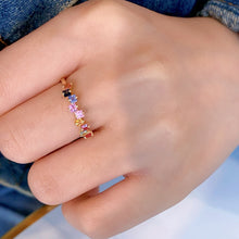 Load image into Gallery viewer, LUOWEND 18K Yellow Gold Natural Color Sapphire Ring for Women
