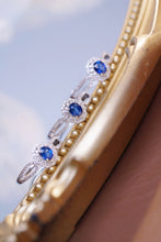 Load image into Gallery viewer, LUOWEND 18K White Gold Natural Diamond and Sapphire Ring for Women
