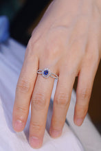 Load image into Gallery viewer, LUOWEND 18K White Gold Natural Diamond and Sapphire Ring for Women
