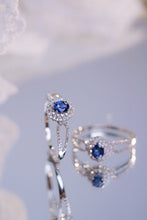 Load image into Gallery viewer, LUOWEND 18K White Gold Natural Diamond and Sapphire Ring for Women
