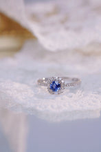 Load image into Gallery viewer, LUOWEND 18K White Gold Natural Diamond and Sapphire Ring for Women
