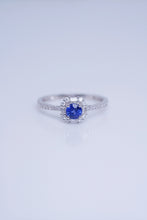 Load image into Gallery viewer, LUOWEND 18K White Gold Natural Diamond and Sapphire Ring for Women
