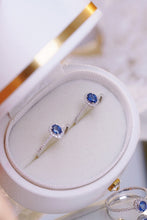 Load image into Gallery viewer, LUOWEND 18K White Gold Natural Diamond and Sapphire Ring for Women
