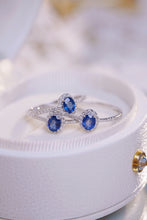 Load image into Gallery viewer, LUOWEND 18K White Gold Natural Diamond and Sapphire Ring for Women
