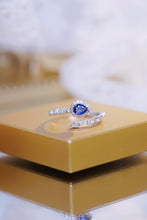 Load image into Gallery viewer, LUOWEND 18K White Gold Natural Diamond and Sapphire Ring for Women
