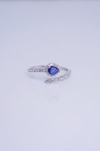 Load image into Gallery viewer, LUOWEND 18K White Gold Natural Diamond and Sapphire Ring for Women
