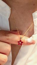 Load image into Gallery viewer, LUOWEND 18K Yellow Gold Natural Ruby Pendant Necklace for Women
