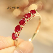 Load image into Gallery viewer, LUOWEND 18K Yellow Gold Natural Ruby Ring for Women
