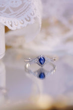 Load image into Gallery viewer, LUOWEND 18K White Gold Natural Diamond and Sapphire Ring for Women
