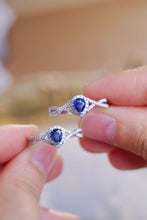 Load image into Gallery viewer, LUOWEND 18K White Gold Natural Diamond and Sapphire Ring for Women
