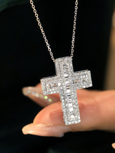 LUOWEND 18K White Gold Natural Diamond Necklace for Women