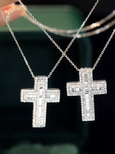 LUOWEND 18K White Gold Natural Diamond Necklace for Women