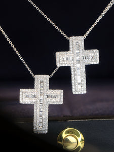 LUOWEND 18K White Gold Natural Diamond Necklace for Women