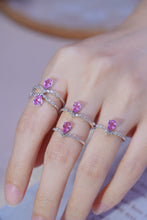 Load image into Gallery viewer, LUOWEND 18K White Gold Real Natural Diamond and Pink Sapphire Ring for Women
