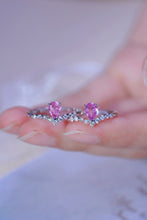Load image into Gallery viewer, LUOWEND 18K White Gold Real Natural Diamond and Pink Sapphire Ring for Women
