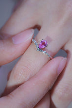 Load image into Gallery viewer, LUOWEND 18K White Gold Real Natural Diamond and Pink Sapphire Ring for Women
