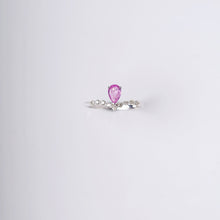 Load image into Gallery viewer, LUOWEND 18K White Gold Real Natural Diamond and Pink Sapphire Ring for Women
