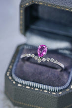 Load image into Gallery viewer, LUOWEND 18K White Gold Real Natural Diamond and Pink Sapphire Ring for Women
