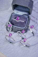 Load image into Gallery viewer, LUOWEND 18K White Gold Real Natural Diamond and Pink Sapphire Ring for Women
