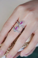 Load image into Gallery viewer, LUOWEND 18K White Gold Real Natural Diamond and Pink Sapphire Ring for Women
