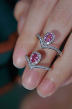 Load image into Gallery viewer, LUOWEND 18K White Gold Real Natural Diamond and Pink Sapphire Ring for Women
