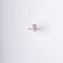 Load image into Gallery viewer, LUOWEND 18K White Gold Real Natural Diamond and Pink Sapphire Ring for Women
