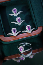 Load image into Gallery viewer, LUOWEND 18K White Gold Real Natural Diamond and Pink Sapphire Ring for Women
