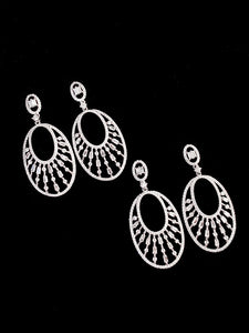 LUOWEND 18K White Gold Real Natural Diamond Drop Earrings for Women