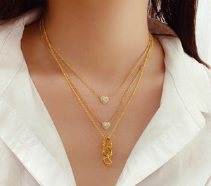 LUOWEND 18K Yellow Gold Real Natural Diamond Pendant Necklace for Women