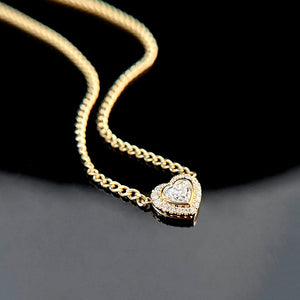 LUOWEND 18K Yellow Gold Real Natural Diamond Pendant Necklace for Women